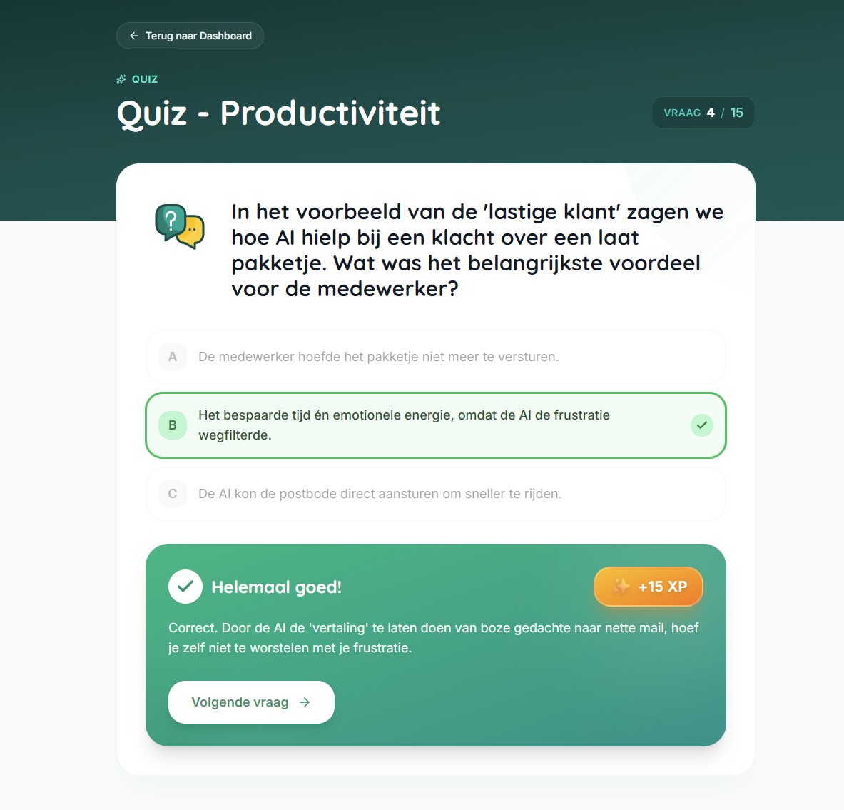 Qrio Quiz - Correcte antwoord feedback