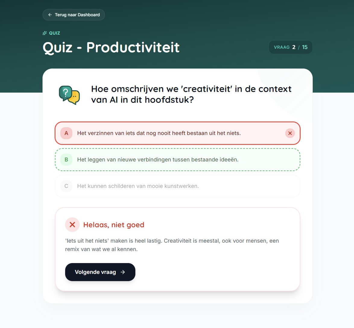 Qrio Quiz - Fout antwoord met uitleg